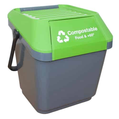 Bin Stackable 35L (fits 45L Liner) - Recycled Grey body with multiple lid colour and label identification options