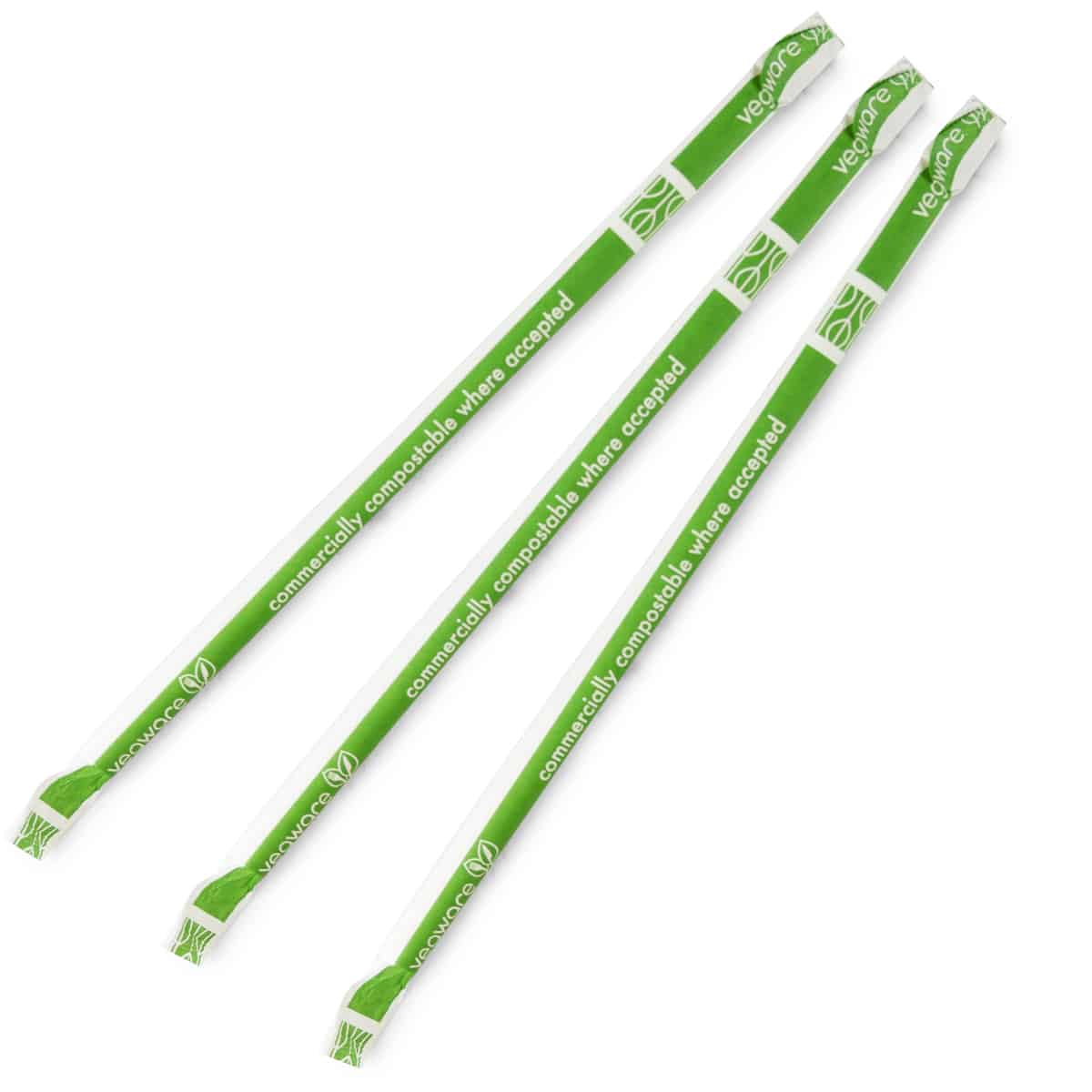 Straw 8 x 200mm Paper white wrapped