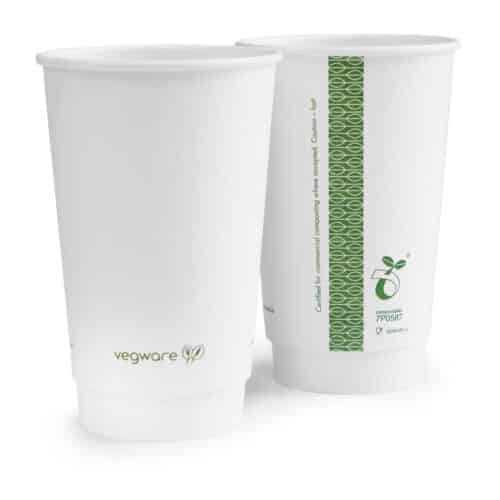 Hot Cup double wall 16oz (525ml brim) x 13.7cm PLA-lined - 8.9cm Lid