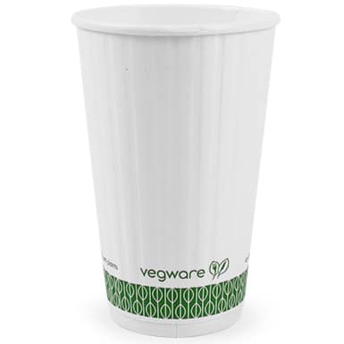 Hot Cup double wall 16oz (520ml brim) x 13.5cm PLA-lined - 8.9cm Lid