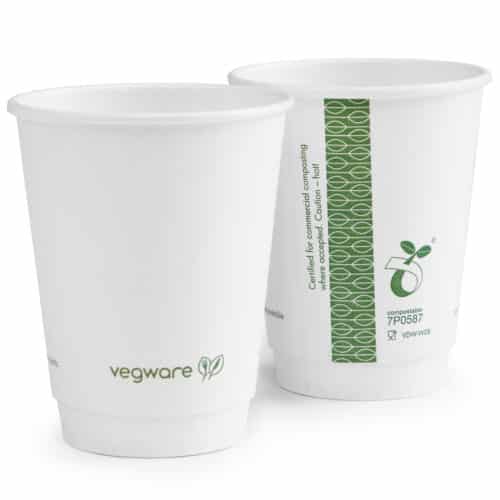 Hot Cup double wall  8oz (290ml brim) PLA-lined - 7.9cm Lid