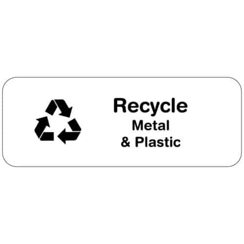 Bin Label Transparent - RECYCLE METAL & PLASTIC - for Bin Identification