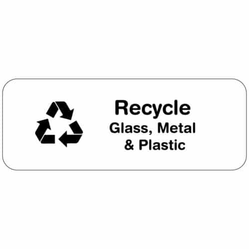 Bin Label Transparent - RECYCLE GLASS METAL & PLASTIC - for Bin Identification