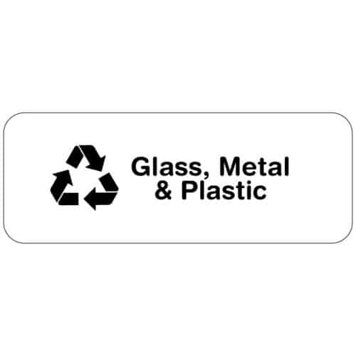 Bin Label Transparent - GLASS, METAL & PLASTIC - for Bin Identification