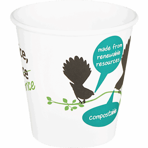 Hot Cup  6oz (230ml brim) Fantail Art PLA-lined - 7.9cm Lid