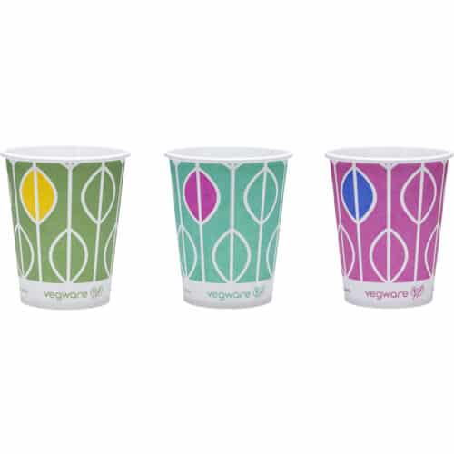 Cold Cup Paper/PLA  9oz (250ml brim) 4 mixed Hula art - 7.6cm Lid