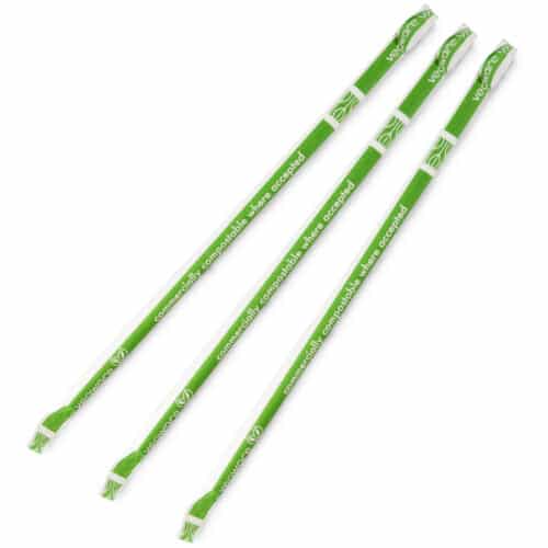 Straw 6 x 200mm Paper white wrapped