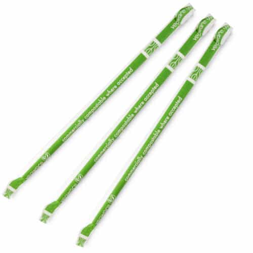 Straw 8 x 200mm Paper white wrapped