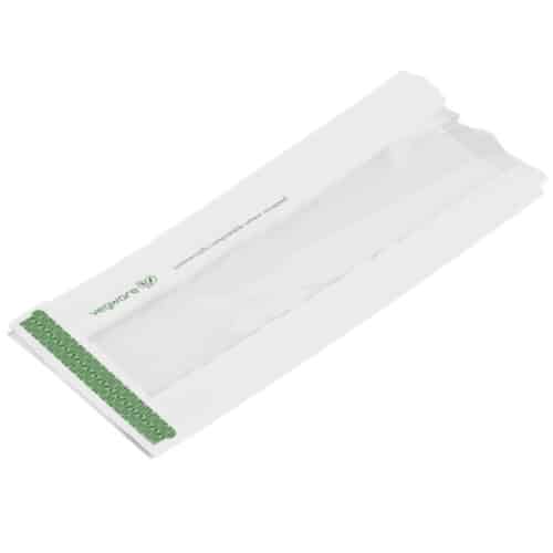 Bag window hot white glassine 15 x 25cm with wood pulp window & gusset