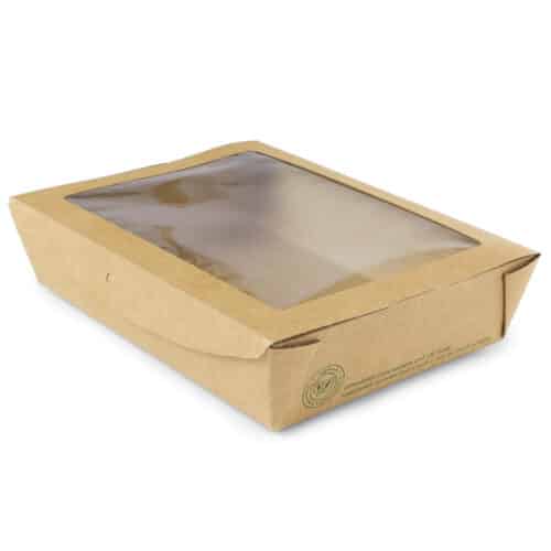 Box window - 1100ml 18 x 13.5 x 4.5cm high kraft