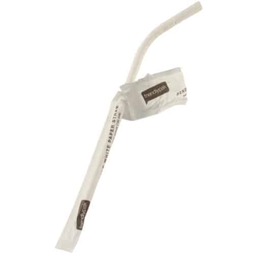 Straw 6 x 200mm Paper BENDABLE white wrapped
